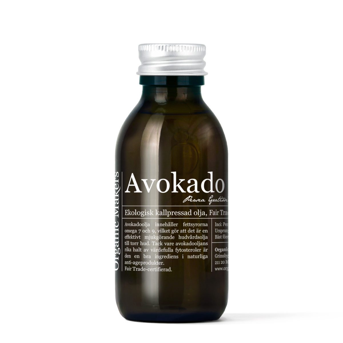 Avokadoolja ekologisk kallpressad 150 ml i glasflaska med kork - organicmakers.se