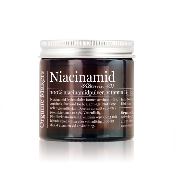 Niacinamid - niacinamide 100% rent pulver för DIY hudvård, 25 g - organicmakers.se